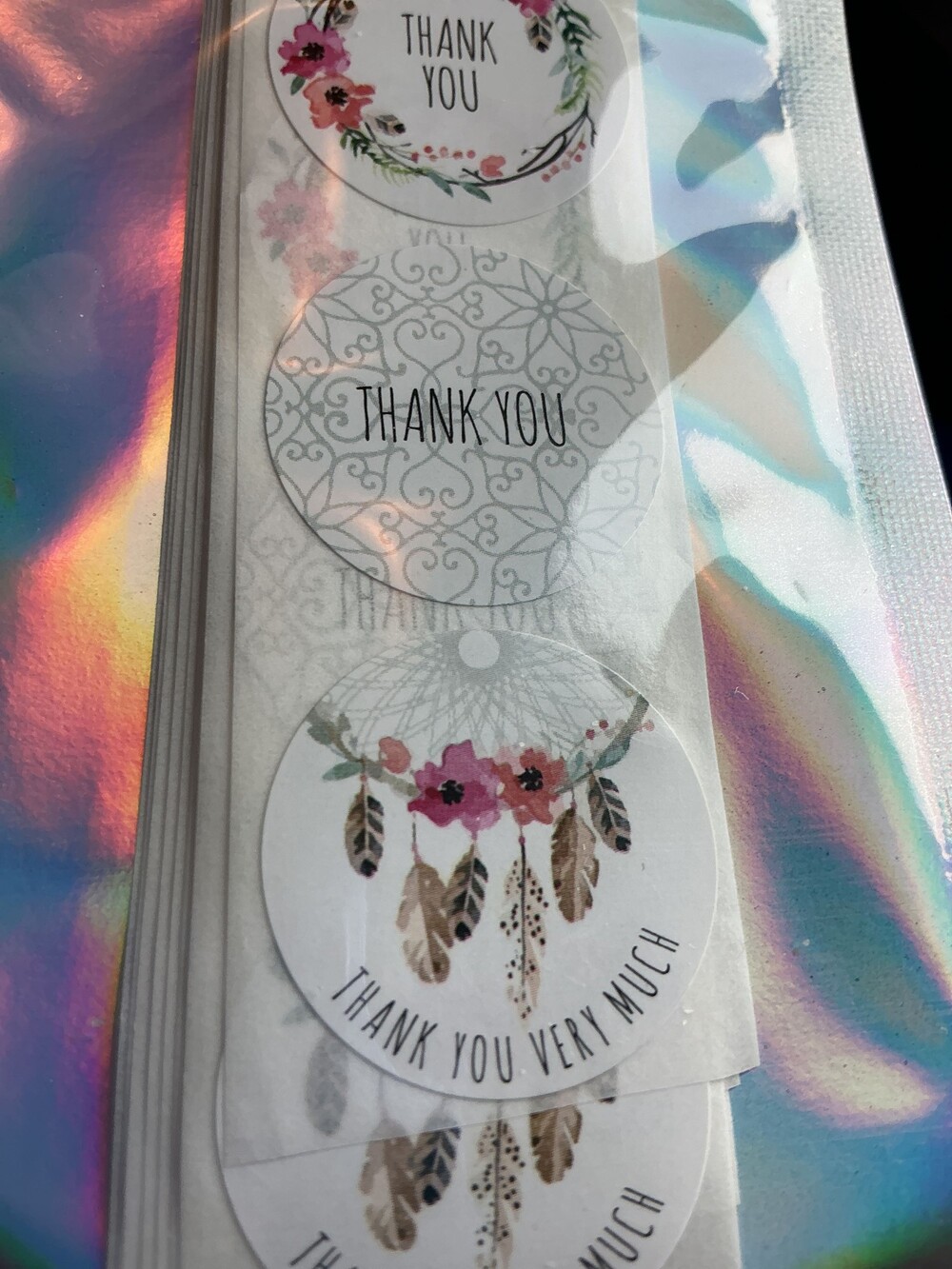 ★ 60 Boho Floral Thank You Stickers Boutique Packaging Labels